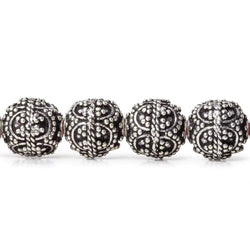 10mm Antiqued Sterling Silver Plated Copper Bead Roval, Edwardian 8 inch 20 pieces (ONLINE ORDER ONLY)