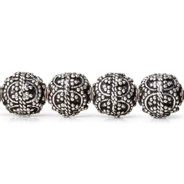 10mm Antiqued Sterling Silver Plated Copper Bead Roval, Edwardian 8 inch 20 pieces (ONLINE ORDER ONLY)