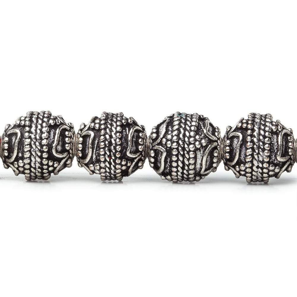 10mm  Antiqued Sterling Silver Plated Copper Bead Roval, Four Leaf Tip 8 inch 20 pieces (ONLINE ORDER ONLY)