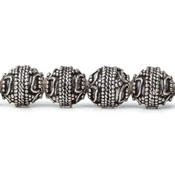 10mm  Antiqued Sterling Silver Plated Copper Bead Roval, Four Leaf Tip 8 inch 20 pieces (ONLINE ORDER ONLY)