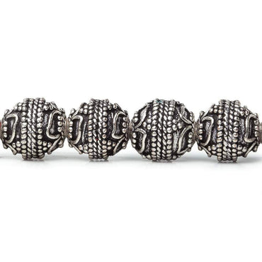 10mm  Antiqued Sterling Silver Plated Copper Bead Roval, Four Leaf Tip 8 inch 20 pieces (ONLINE ORDER ONLY)