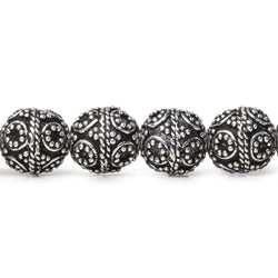 10mm Antiqued Sterling Silver Plated Copper Bead Roval, Miligrain Circles 8 inch 20 pieces (ONLINE ORDER ONLY)