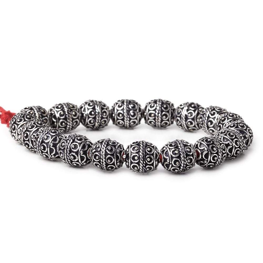 10mm Antiqued Sterling Silver Plated Copper Bead Roval, Moroccan 8 inch 20 pieces (ONLINE ORDER ONLY)