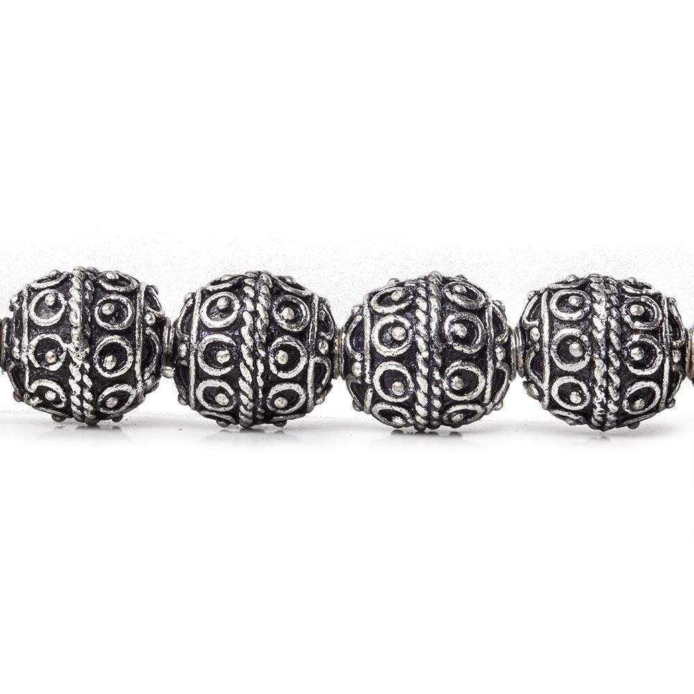 10mm Antiqued Sterling Silver Plated Copper Bead Roval, Moroccan 8 inch 20 pieces (ONLINE ORDER ONLY)