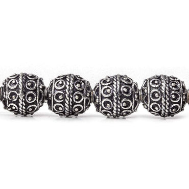 10mm Antiqued Sterling Silver Plated Copper Bead Roval, Moroccan 8 inch 20 pieces (ONLINE ORDER ONLY)