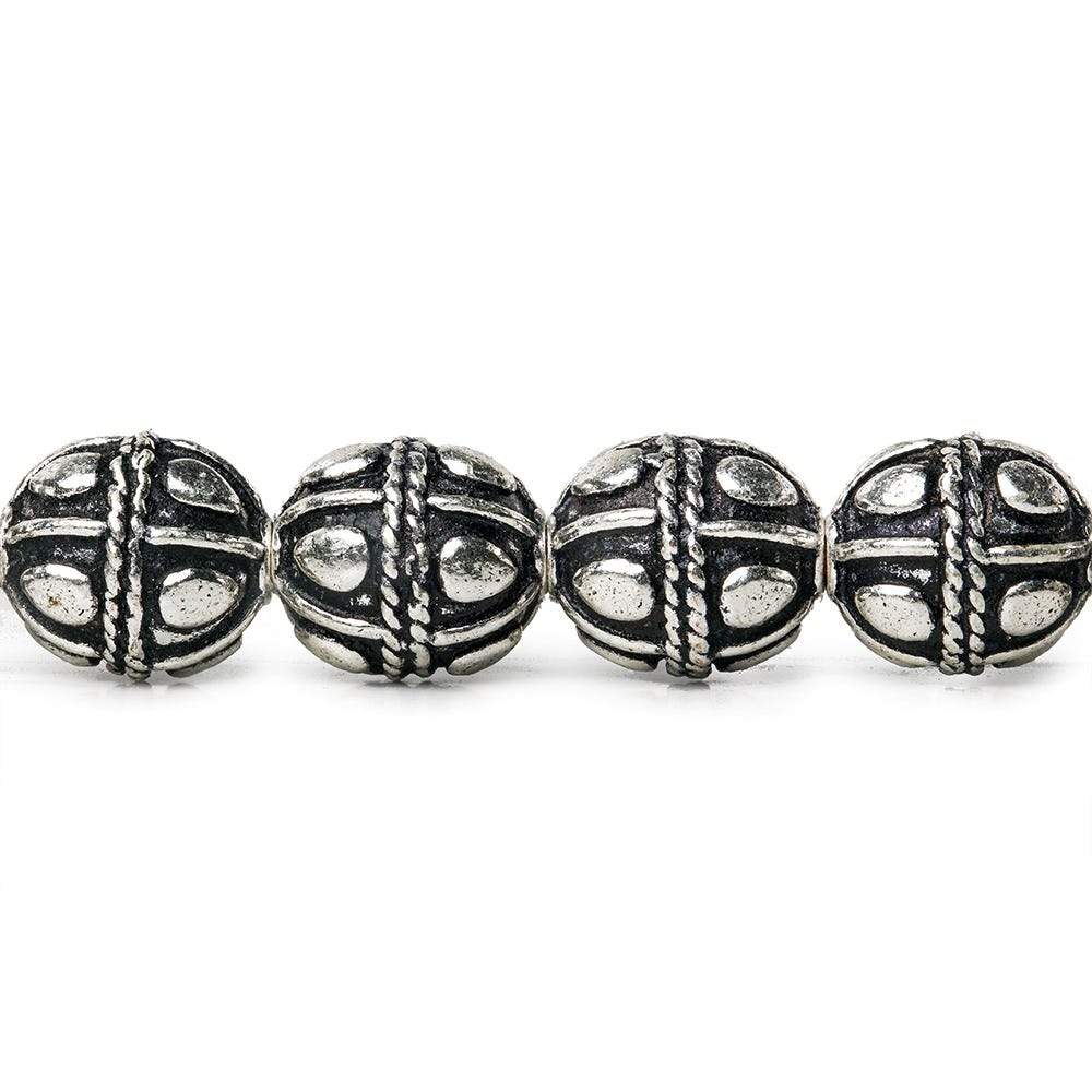 10mm Antiqued Sterling Silver Plated Copper Bead Roval, Pear Design 8 inch 18 pcs (ONLINE ORDER ONLY)