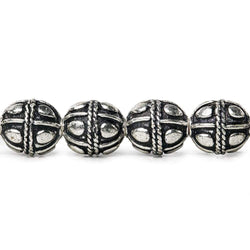 10mm Antiqued Sterling Silver Plated Copper Bead Roval, Pear Design 8 inch 18 pcs (ONLINE ORDER ONLY)