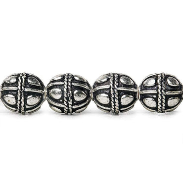 10mm Antiqued Sterling Silver Plated Copper Bead Roval, Pear Design 8 inch 18 pcs (ONLINE ORDER ONLY)