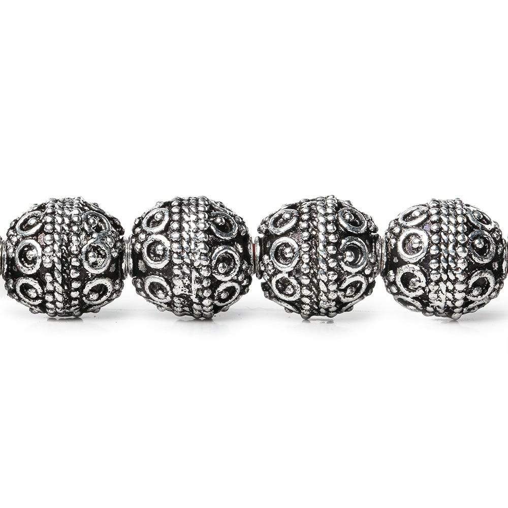 10mm Antiqued Sterling Silver Plated Copper Bead Roval, Persian 8 inch 20 pieces (ONLINE ORDER ONLY)