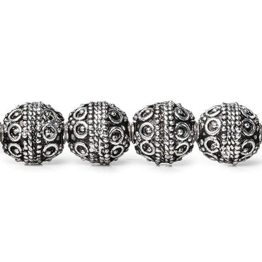 10mm Antiqued Sterling Silver Plated Copper Bead Roval, Persian 8 inch 20 pieces (ONLINE ORDER ONLY)
