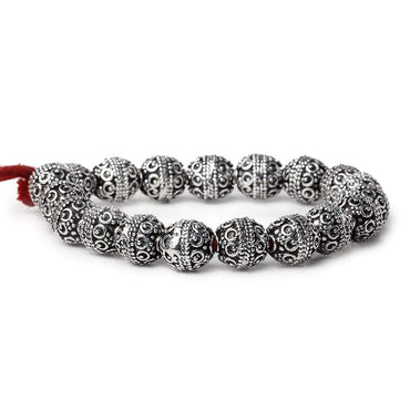 10mm Antiqued Sterling Silver Plated Copper Bead Roval, Persian 8 inch 20 pieces (ONLINE ORDER ONLY)