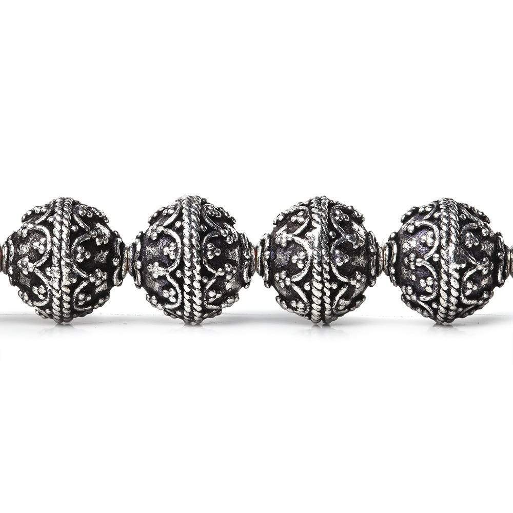 10mm Antiqued Sterling Silver Plated Copper Moroccan Round 8 inch 20 Beads (ONLINE ORDER ONLY)