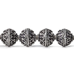 10mm Antiqued Sterling Silver Plated Copper Moroccan Round 8 inch 20 Beads (ONLINE ORDER ONLY)