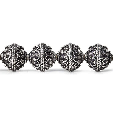 10mm Antiqued Sterling Silver Plated Copper Moroccan Round 8 inch 20 Beads (ONLINE ORDER ONLY)