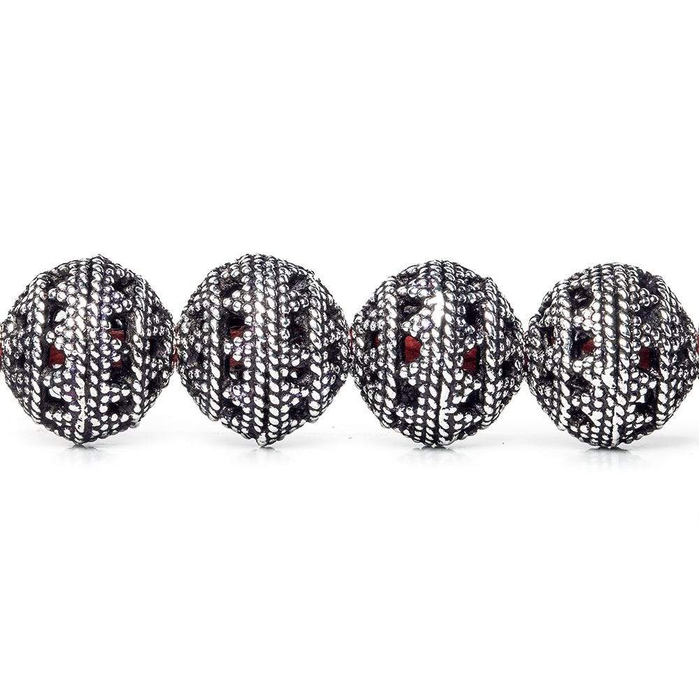 10mm Antiqued Sterling Silver Plated Sterling Silver Plated Copper Bead Filigree Round 21 pcs (ONLINE ORDER ONLY)