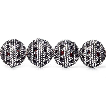 10mm Antiqued Sterling Silver Plated Sterling Silver Plated Copper Bead Filigree Round 21 pcs (ONLINE ORDER ONLY)