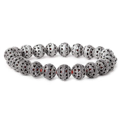 10mm Antiqued Sterling Silver Plated Sterling Silver Plated Copper Bead Filigree Round 21 pcs (ONLINE ORDER ONLY)