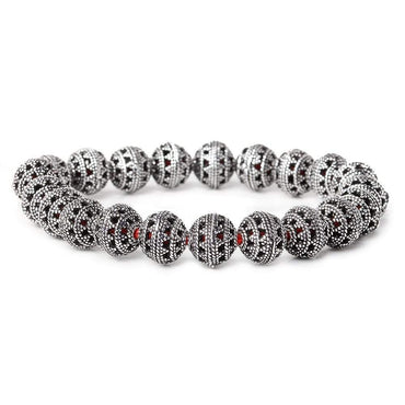 10mm Antiqued Sterling Silver Plated Sterling Silver Plated Copper Bead Filigree Round 21 pcs (ONLINE ORDER ONLY)