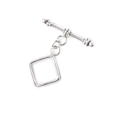 10mm Antiqued Sterling Silver Toggle Plain Diamond  Design 1 piece (ONLINE ORDER ONLY)