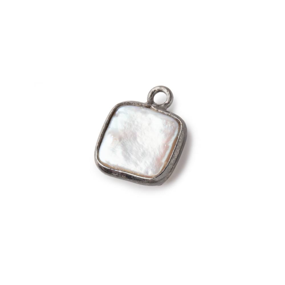 10mm Black Gold Bezel Off White Square Pearl Pendant 1 piece (ONLINE ORDER ONLY)