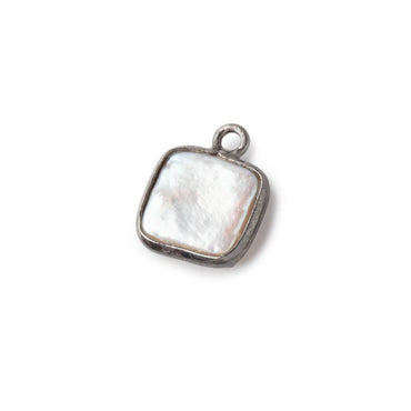 10mm Black Gold Bezel Off White Square Pearl Pendant 1 piece (ONLINE ORDER ONLY)