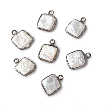 10mm Black Gold Bezel Off White Square Pearl Pendant 1 piece (ONLINE ORDER ONLY)