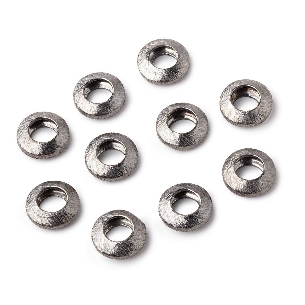 10mm Black Gold Plated Copper Brushed Disc Large Hole Beads Set of 10 pieces (ONLINE ORDER ONLY)