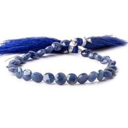 10mm Blue Sapphire faceted coins 8 inch 21 pieces (ONLINE ORDER ONLY)