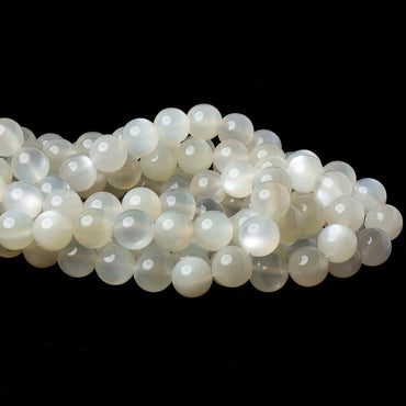 10mm Ceylon Off White Moonstone Plain Rounds 16 inch 41 beads AA (ONLINE ORDER ONLY)