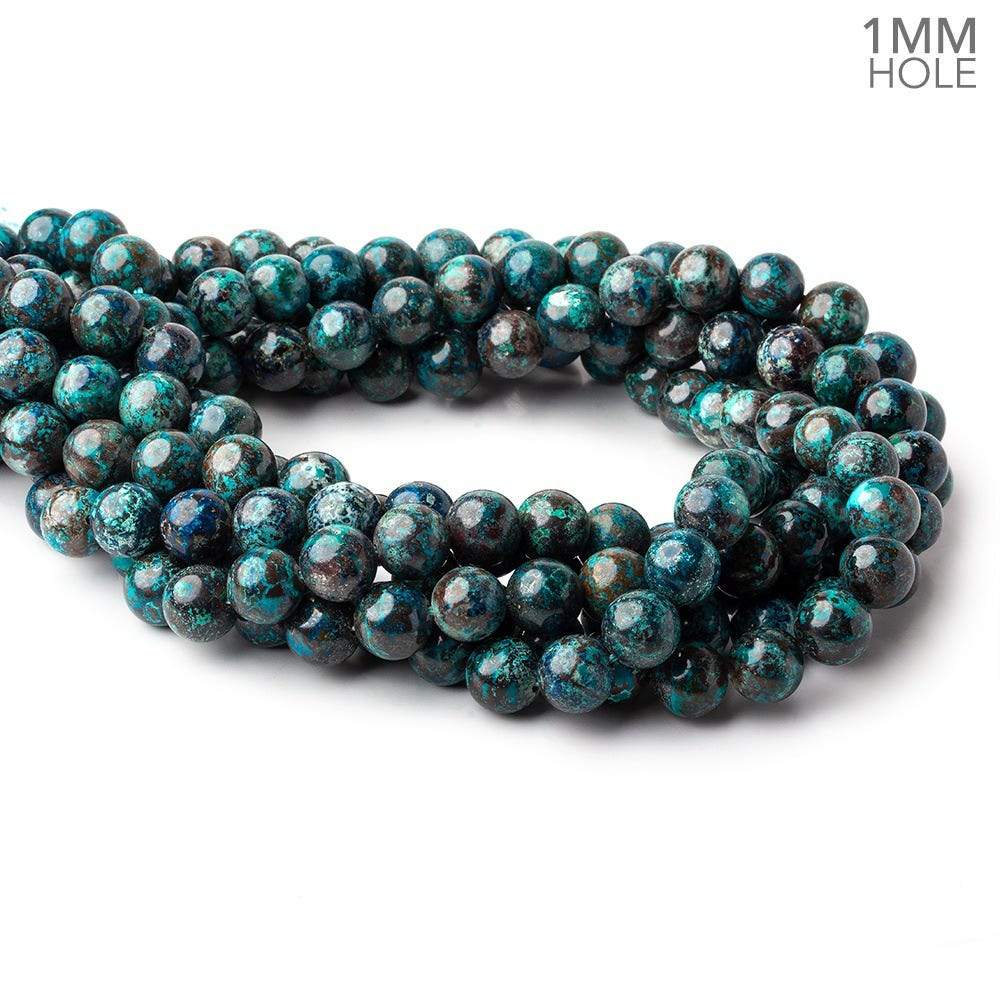 10mm Chrysocolla plain round large hole beads 15.5 inch 41 pieces A (ONLINE ORDER ONLY)
