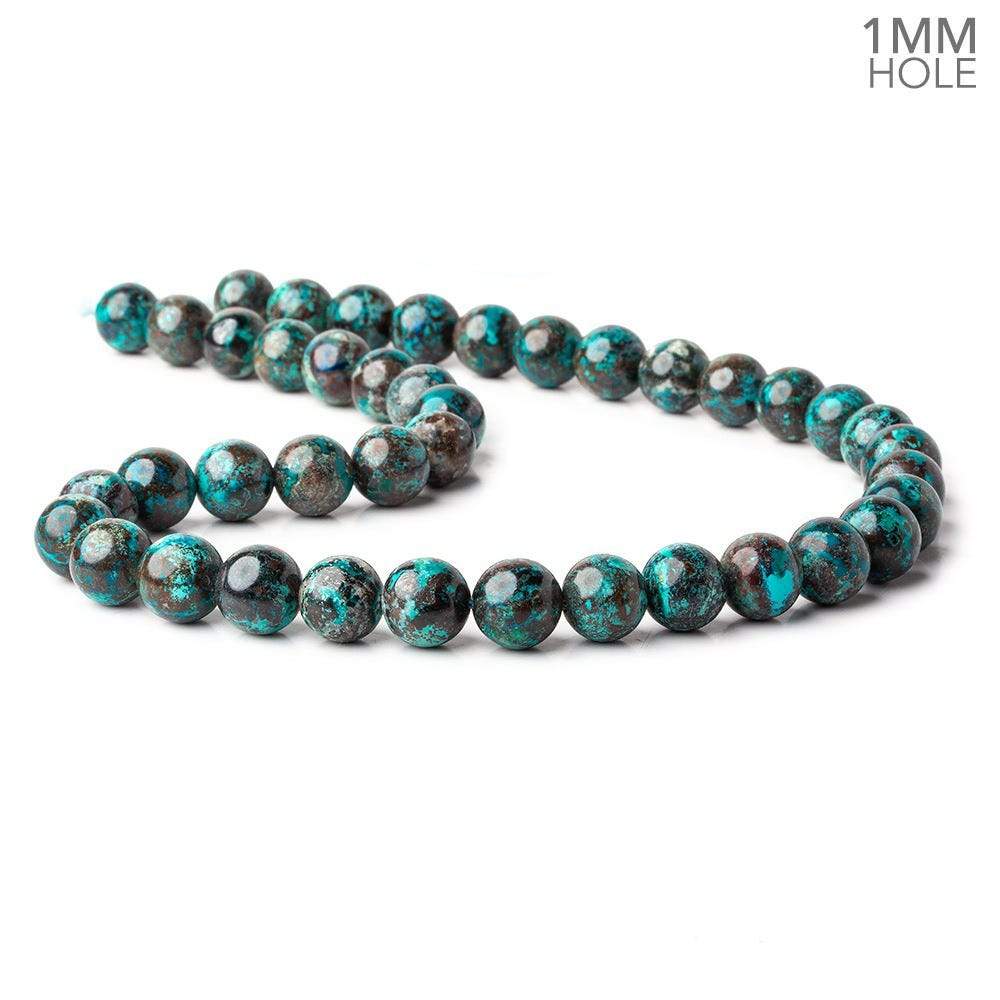 10mm Chrysocolla plain round large hole beads 15.5 inch 41 pieces A (ONLINE ORDER ONLY)