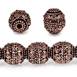 10mm Copper Bead Bead Round Concentric Circles 8 inch 18 pcs (ONLINE ORDER ONLY)