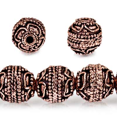 10mm Copper Bead Bead Round Four Leaf tip 8 inch 18 pcs (ONLINE ORDER ONLY)