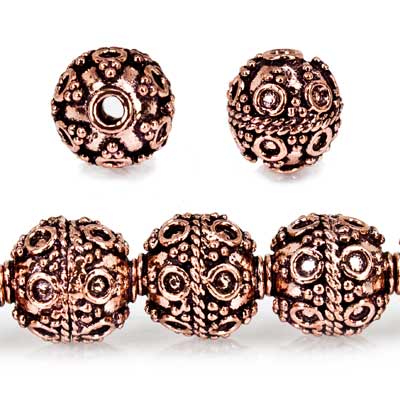 10mm Copper Bead Bead Roval Circle and Miligrain Triangle 8 inch 18 pcs (ONLINE ORDER ONLY)