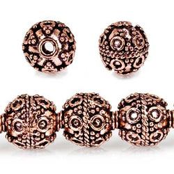 10mm Copper Bead Bead Roval Circle and Miligrain Triangle 8 inch 18 pcs (ONLINE ORDER ONLY)