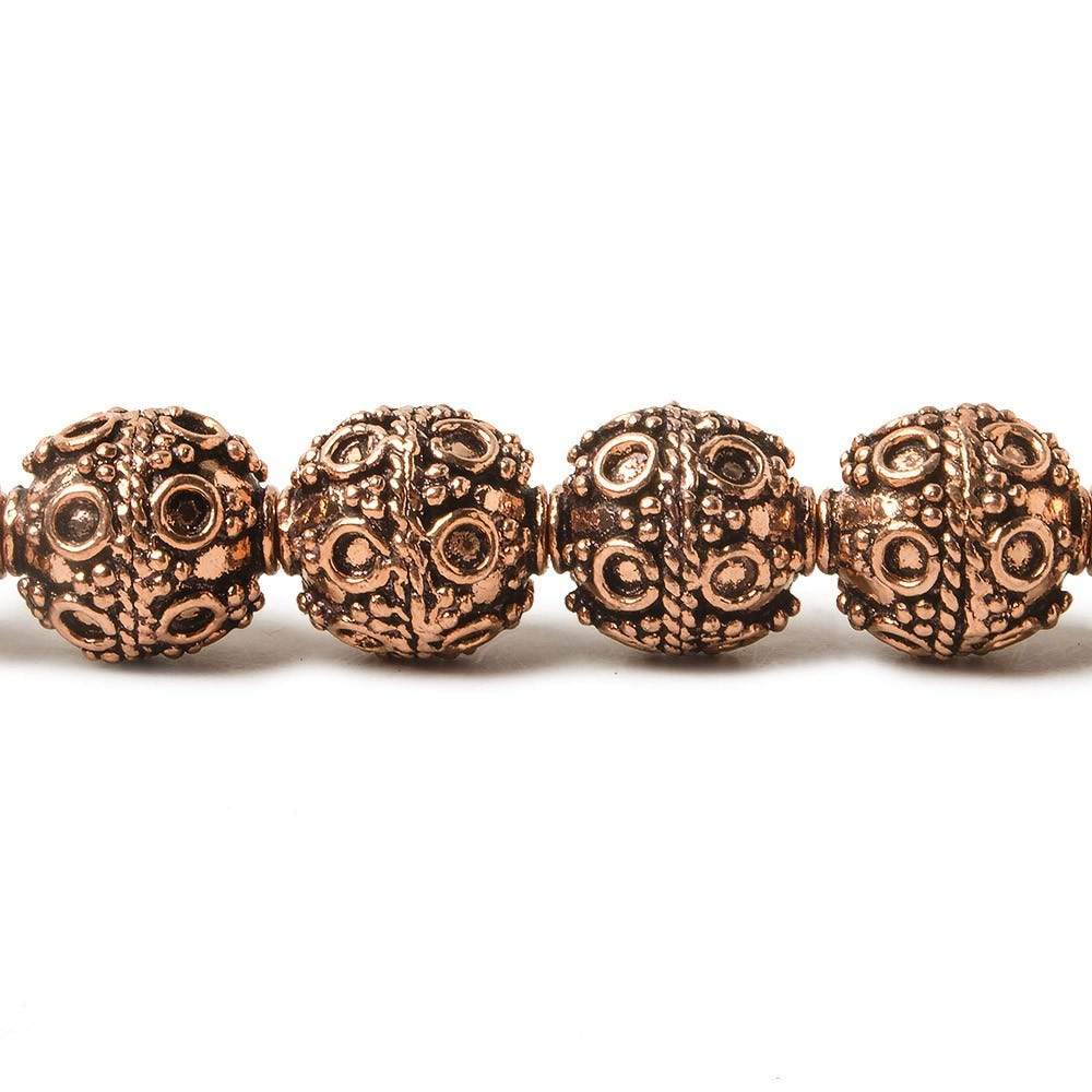 10mm Copper Bead Bead Roval Circle and Miligrain Triangle 8 inch 18 pcs (ONLINE ORDER ONLY)