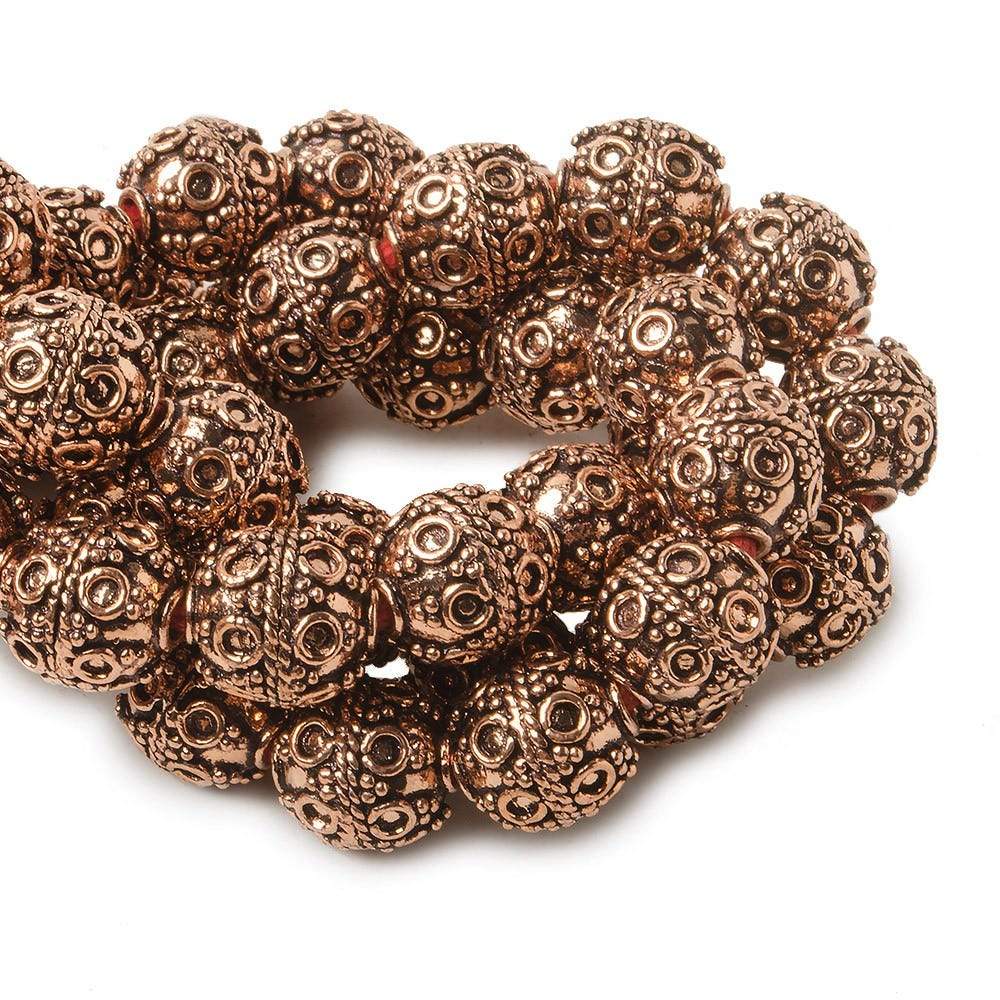 10mm Copper Bead Bead Roval Circle and Miligrain Triangle 8 inch 18 pcs (ONLINE ORDER ONLY)