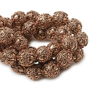 10mm Copper Bead Bead Roval Circle and Miligrain Triangle 8 inch 18 pcs (ONLINE ORDER ONLY)