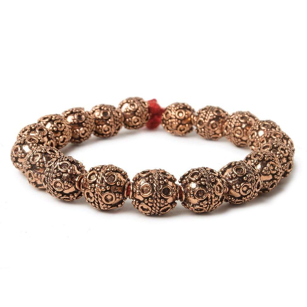 10mm Copper Bead Bead Roval Circle and Miligrain Triangle 8 inch 18 pcs (ONLINE ORDER ONLY)