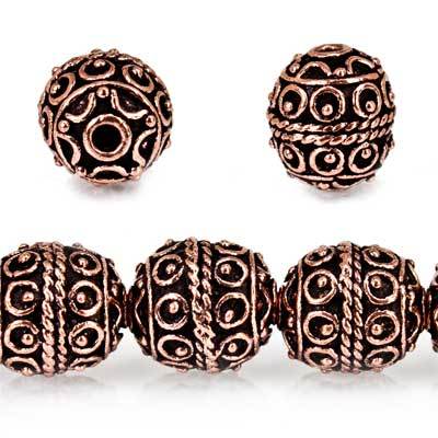 10mm Copper Bead Bead Roval Moroccan Circles 8 inch 18 pcs (ONLINE ORDER ONLY)