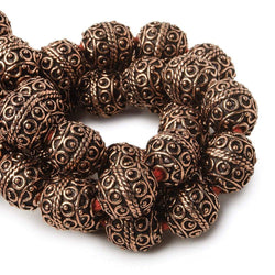 10mm Copper Bead Bead Roval Moroccan Circles 8 inch 18 pcs (ONLINE ORDER ONLY)