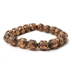 10mm Copper Bead Round Miligrain Triangle and Chevron 8 inch 18 pcs (ONLINE ORDER ONLY)