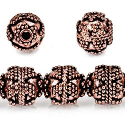 10mm Copper Bead Round Miligrain Triangle and Chevron 8 inch 18 pcs (ONLINE ORDER ONLY)