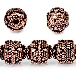 10mm Copper Bead Round Miligrain Triangle and Chevron 8 inch 18 pcs (ONLINE ORDER ONLY)