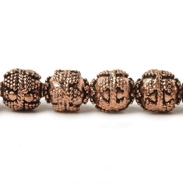 10mm Copper Bead Round Miligrain Triangle and Chevron 8 inch 18 pcs (ONLINE ORDER ONLY)