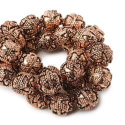 10mm Copper Bead Round Miligrain Triangle and Chevron 8 inch 18 pcs (ONLINE ORDER ONLY)