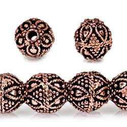 10mm Copper Bead Round Miligrain Triangle and Heart 8 inch 18 pcs (ONLINE ORDER ONLY)