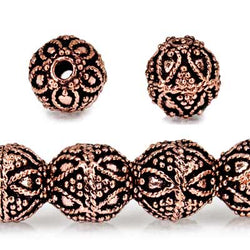 10mm Copper Bead Round Miligrain Triangle and Heart 8 inch 18 pcs (ONLINE ORDER ONLY)