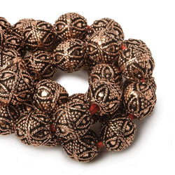 10mm Copper Bead Round Miligrain Triangle and Heart 8 inch 18 pcs (ONLINE ORDER ONLY)