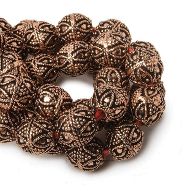 10mm Copper Bead Round Miligrain Triangle and Heart 8 inch 18 pcs (ONLINE ORDER ONLY)